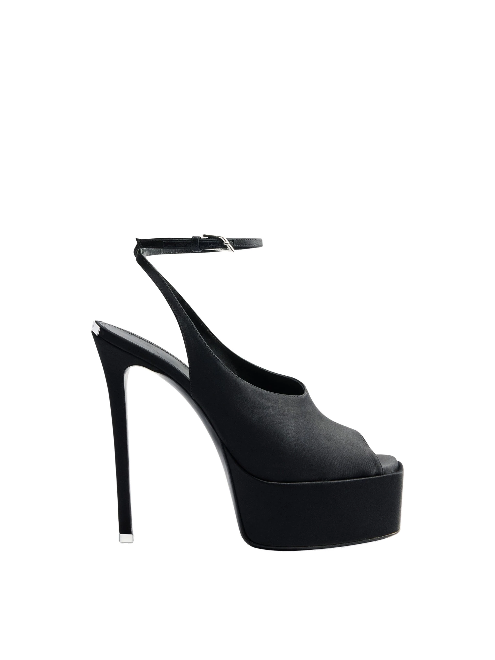 The Attico Ornella Platform Sandals in Black Satin The Attico Ornella Platform Sandals in Black Satin | Sandals | Coveti