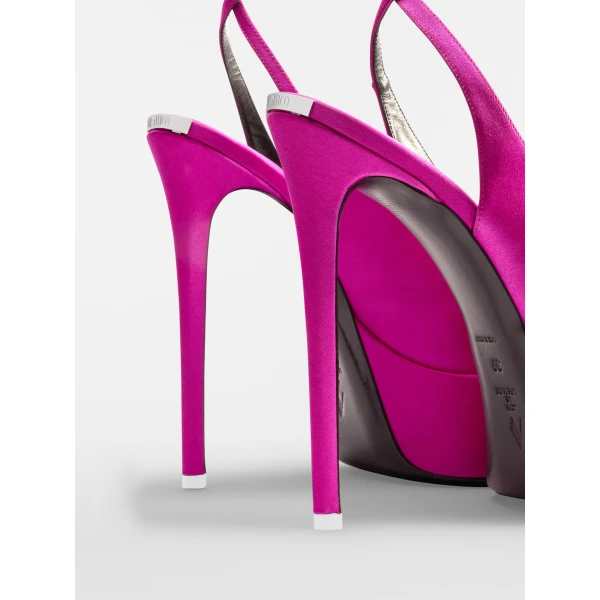 The Attico Ornella Platform Sandals in Fuchsia Satin | Sandals | Coveti
