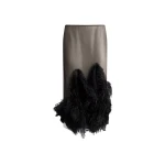 The Attico Ostrich Feather Midi Skirt in Black and Brown | Midi Skirts | Coveti