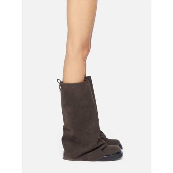 The Attico Robin Combat Boots in Dark Grey | Boots | Coveti