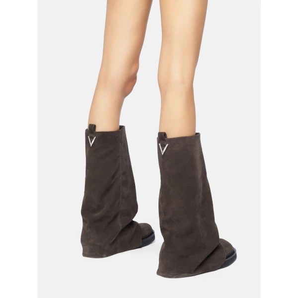 The Attico Robin Combat Boots in Dark Grey | Boots | Coveti