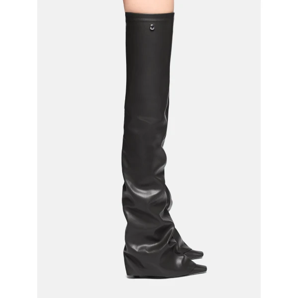The Attico Robin OTK Thigh-High Boots in Black | Boots | Coveti
