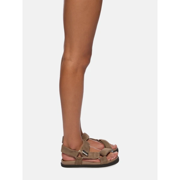 The Attico Salinas Flatform Sandals in Light Grey | Flats | Coveti