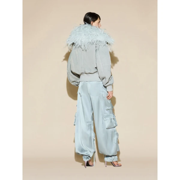 The Attico Satin Cargo Pants in Ice | Pants | Coveti