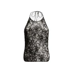 The Attico Sequin Lace Backless Top in Black | Lace | Coveti