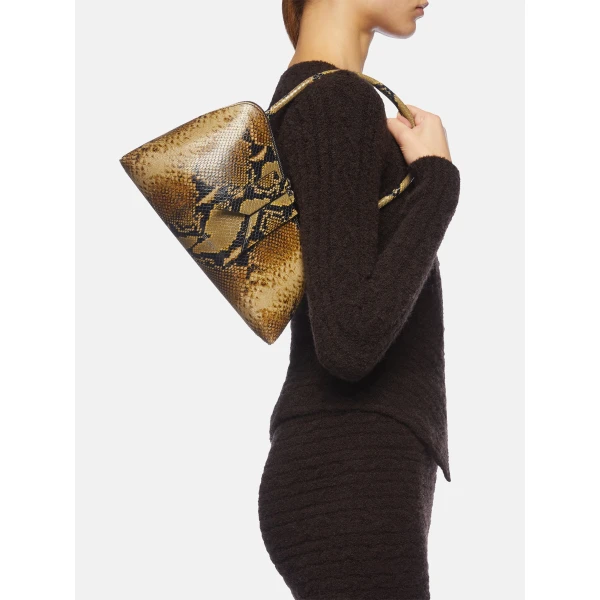 The Attico Sunrise Shoulder Bag in Black and Sahara | Shoulder & Crossbody Bags | Coveti