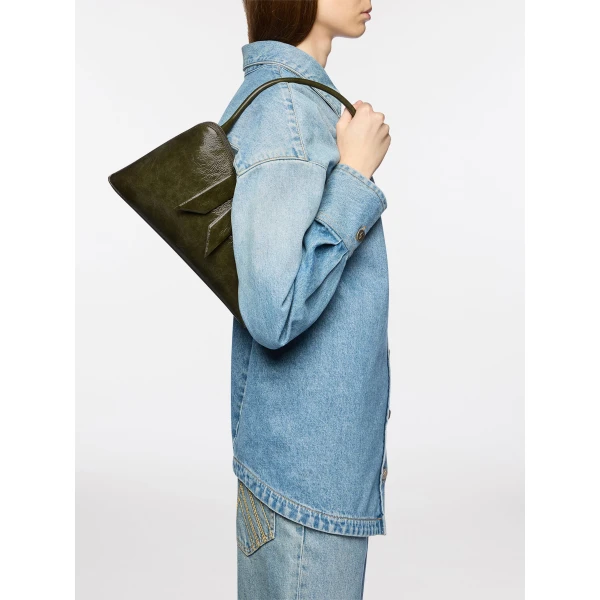 The Attico Sunrise Shoulder Bag in Olive Brown | Shoulder & Crossbody Bags | Coveti