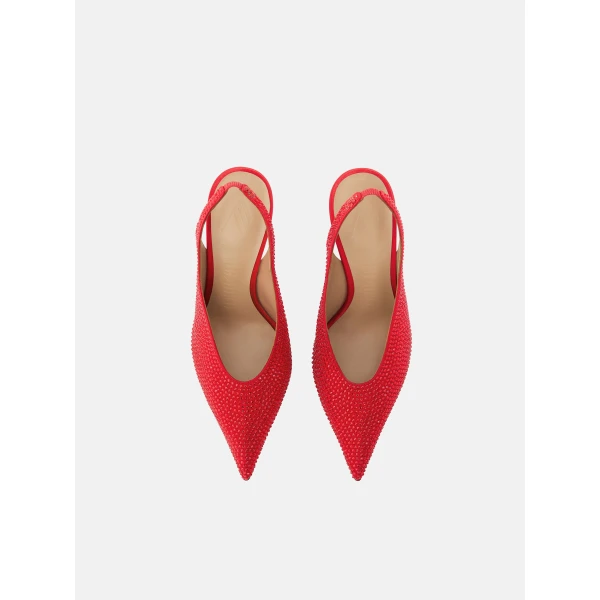 The Attico Viper Slingback Pumps in Red | Heels | Coveti