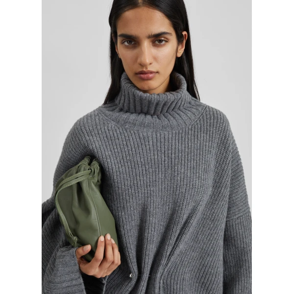 The Frankie Shop Alira Knit Brooch Dress in Grey, view 5