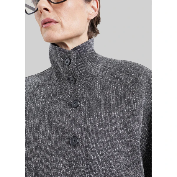 The Frankie Shop Aubin Herringbone Belted Jacket in Black Melange, view 5