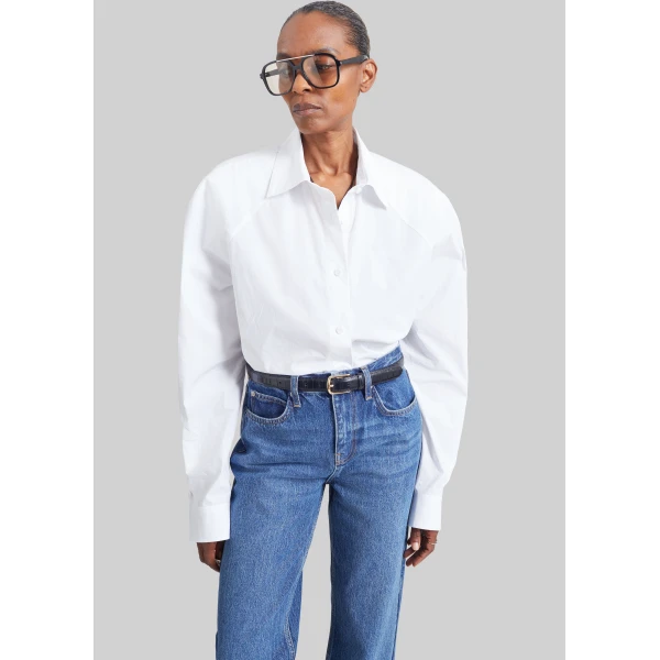 The Frankie Shop Azzura Padded Shirt in White, view 2