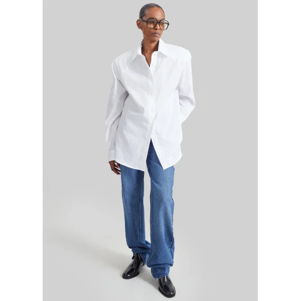 The Frankie Shop Azzura Padded Shirt in White, view 4