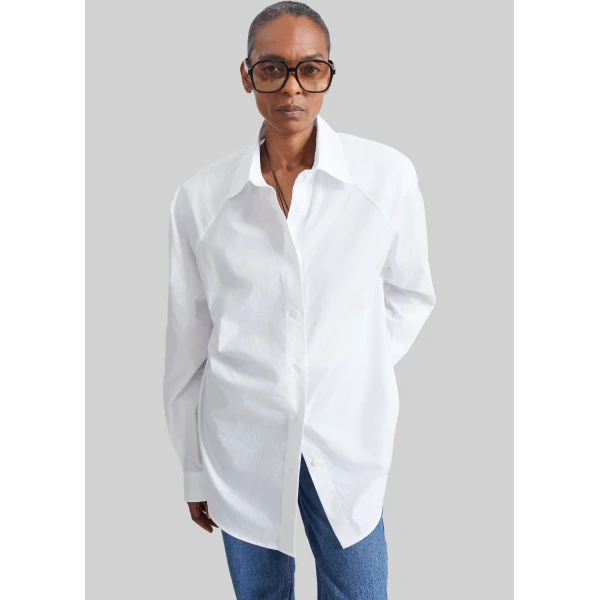 The Frankie Shop Azzura Padded Shirt in White, view 5