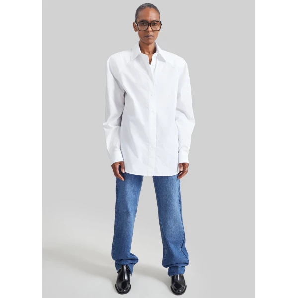 The Frankie Shop Azzura Padded Shirt in White, view 6