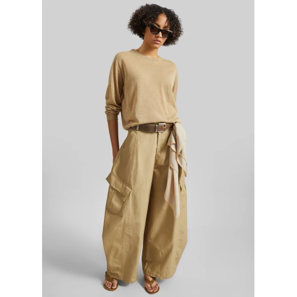The Frankie Shop Baixa Barrel Cargo Pants in Beige, view 2