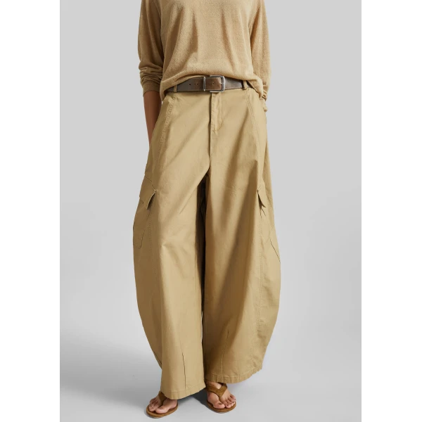 The Frankie Shop Baixa Barrel Cargo Pants in Beige, view 5