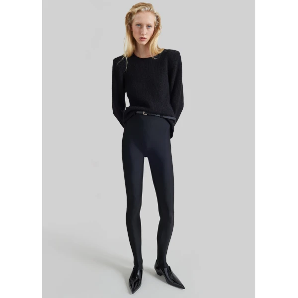 The Frankie Shop Beatrice Knit Padded Long Sleeve Top in Black, view 4