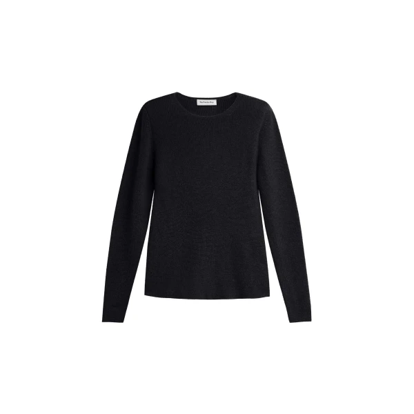 Beatrice Knit Padded Long Sleeve Top in Black