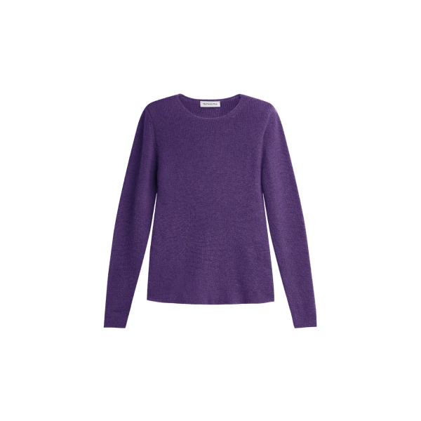 Beatrice Knit Padded Long Sleeve Top in Purple