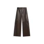 The Frankie Shop Boni Faux Leather Cargo Pants in Brown