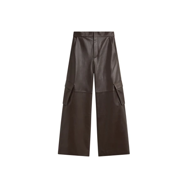 Boni Faux Leather Cargo Pants in Brown