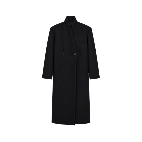 Brea Collarless Coat in Black