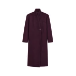 The Frankie Shop Brea Collarless Coat in Burgundy