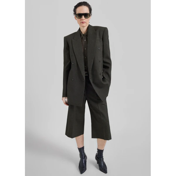 The Frankie Shop Brickell Bermuda Shorts in Olive Glen Plaid, view 2