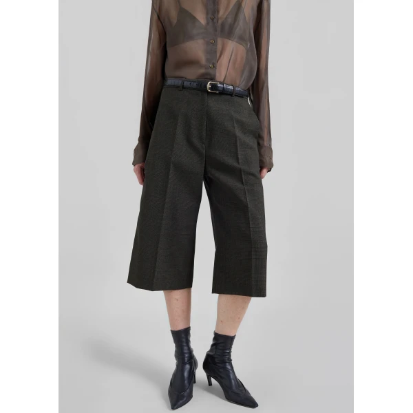 The Frankie Shop Brickell Bermuda Shorts in Olive Glen Plaid, view 4