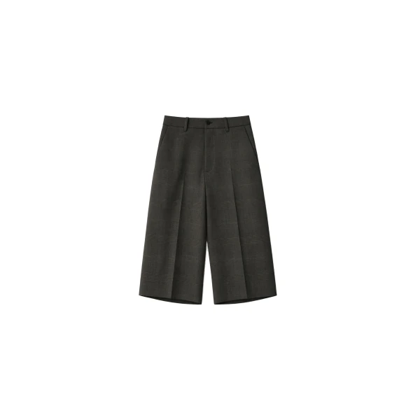 The Frankie Shop Brickell Bermuda Shorts in Olive Glen Plaid
