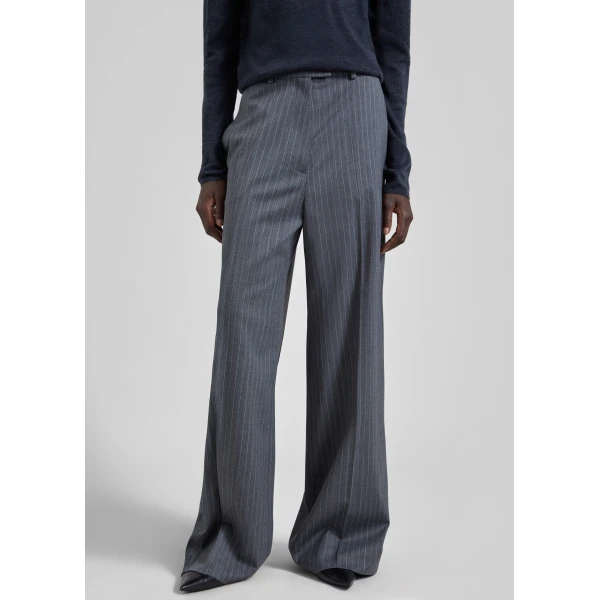 The Frankie Shop Brickell Trousers in Grey and White Pinstripe, view 4