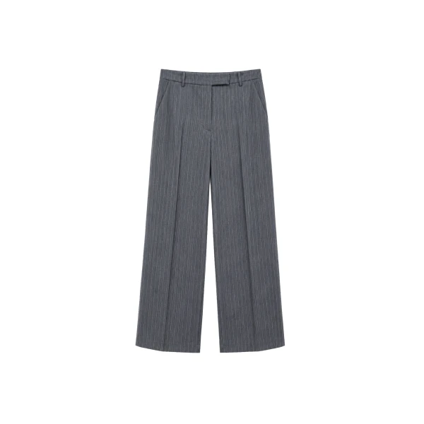 The Frankie Shop Brickell Trousers in Grey and White Pinstripe