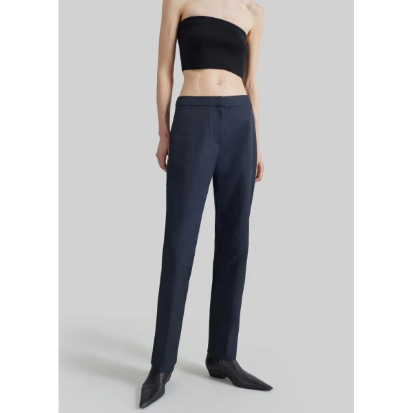 The Frankie Shop Cazal Slim Tailored Trousers in Navy, view 4