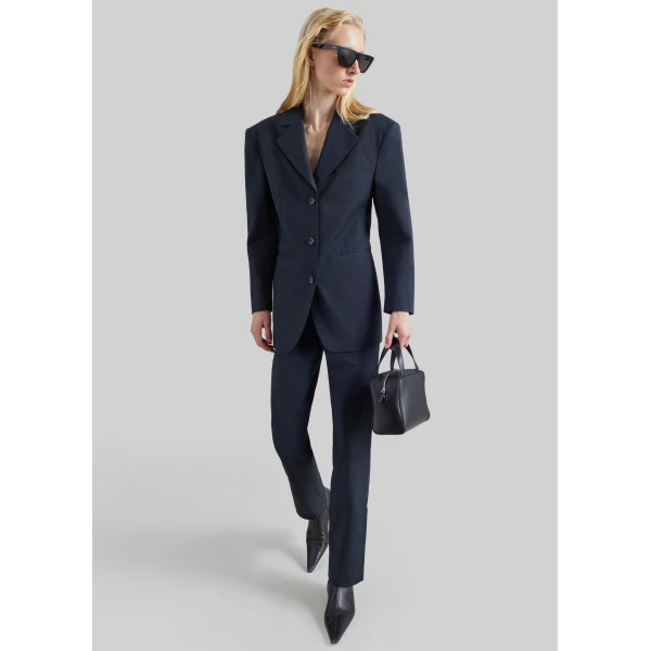 The Frankie Shop Cazal Slim Tailored Trousers in Navy, view 5