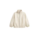 The Frankie Shop Cloud Faux Leather Bomber Jacket in Ecru
