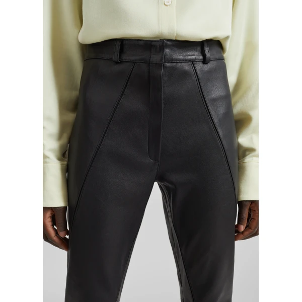 The Frankie Shop Dune Stretch Leather Panelled Pants in Black, view 4