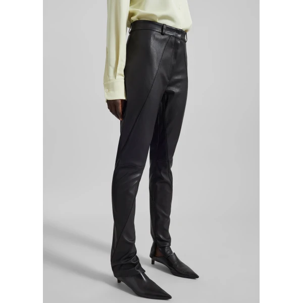 The Frankie Shop Dune Stretch Leather Panelled Pants in Black, view 5