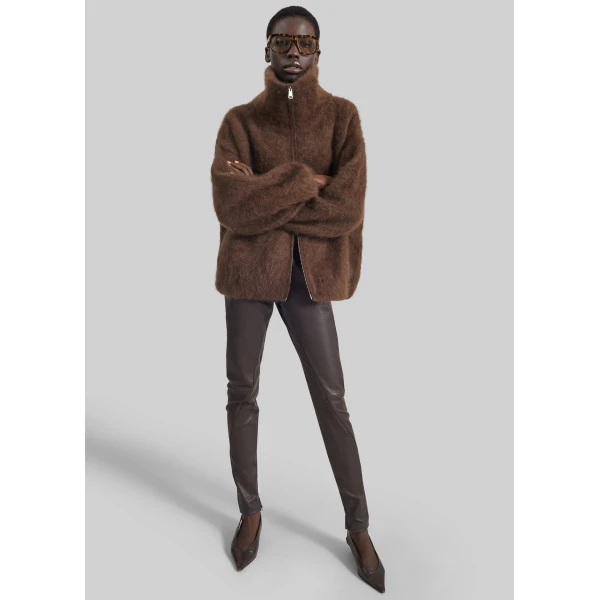 The Frankie Shop Dune Stretch Leather Panelled Pants in Brown, view 5