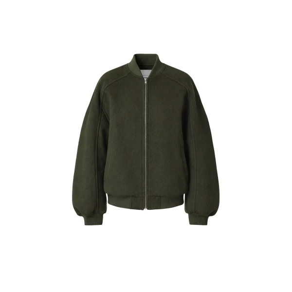 Elinor Oversized Bomber Jacket in Dark Olive