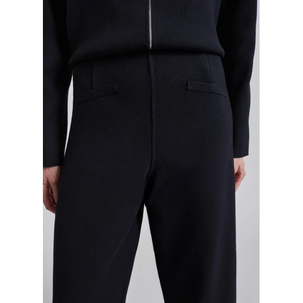 The Frankie Shop Enya Knit Barrel Leg Pants in Black, view 5