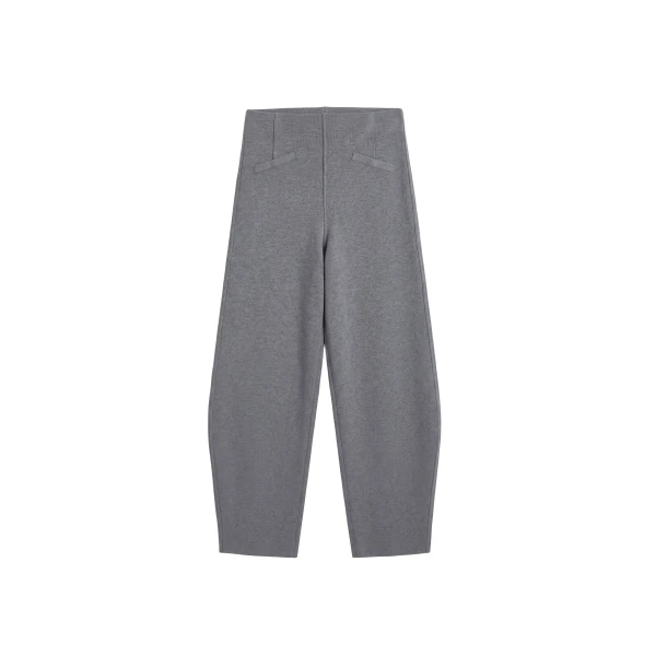 The Frankie Shop Enya Knit Barrel Leg Pants in Grey