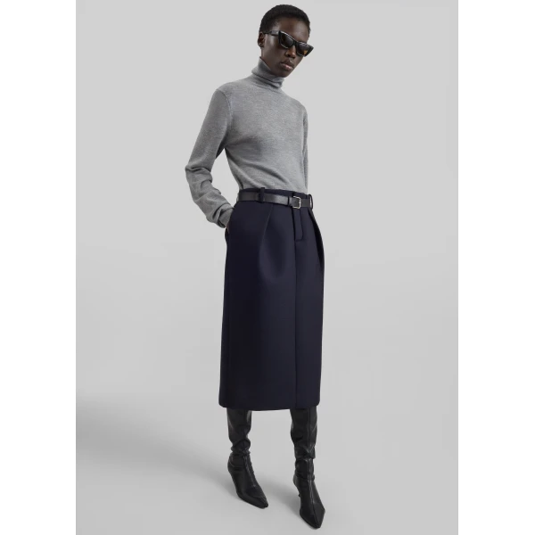 The Frankie Shop Eve Thin Turtleneck Sweater in Light Grey, view 2