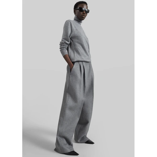The Frankie Shop Eve Thin Turtleneck Sweater in Light Grey, view 6