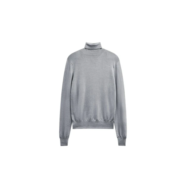 Eve Thin Turtleneck Sweater in Light Grey