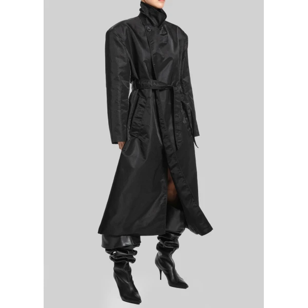 The Frankie Shop Eymi Technical Trench Coat in Black, view 2