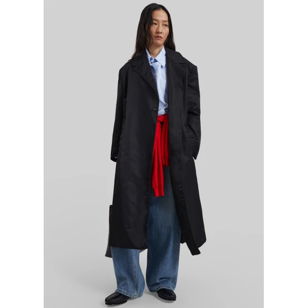 The Frankie Shop Eymi Technical Trench Coat in Black, view 4