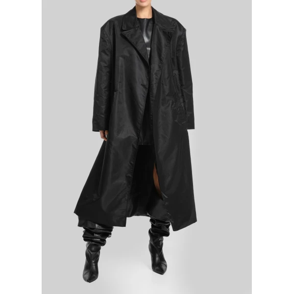 The Frankie Shop Eymi Technical Trench Coat in Black, view 6