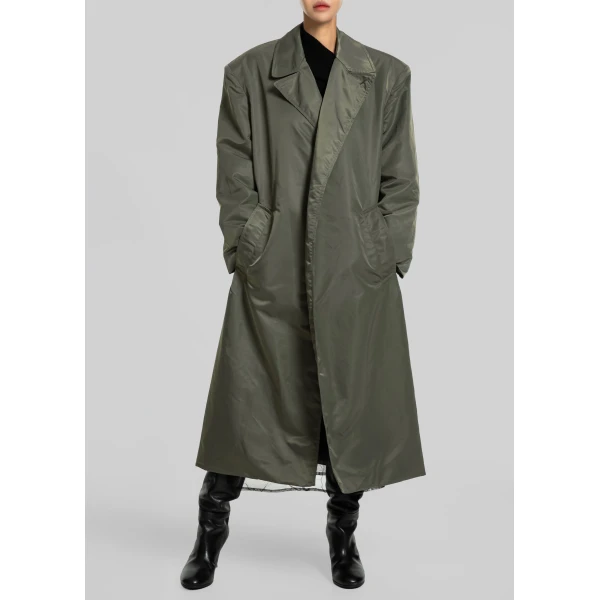 The Frankie Shop Eymi Technical Trench Coat in Olive, view 6