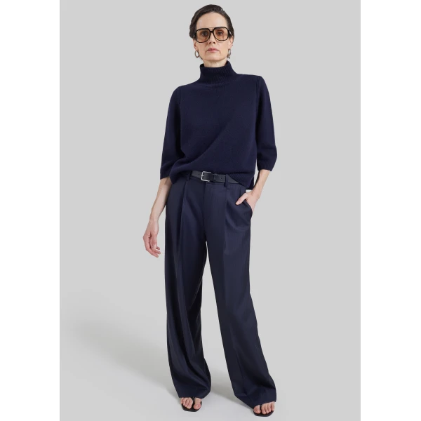 The Frankie Shop Ezy Merino Wool Mockneck Sweater in Navy, view 3
