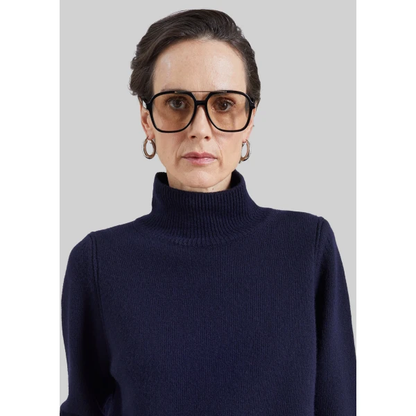 The Frankie Shop Ezy Merino Wool Mockneck Sweater in Navy, view 6